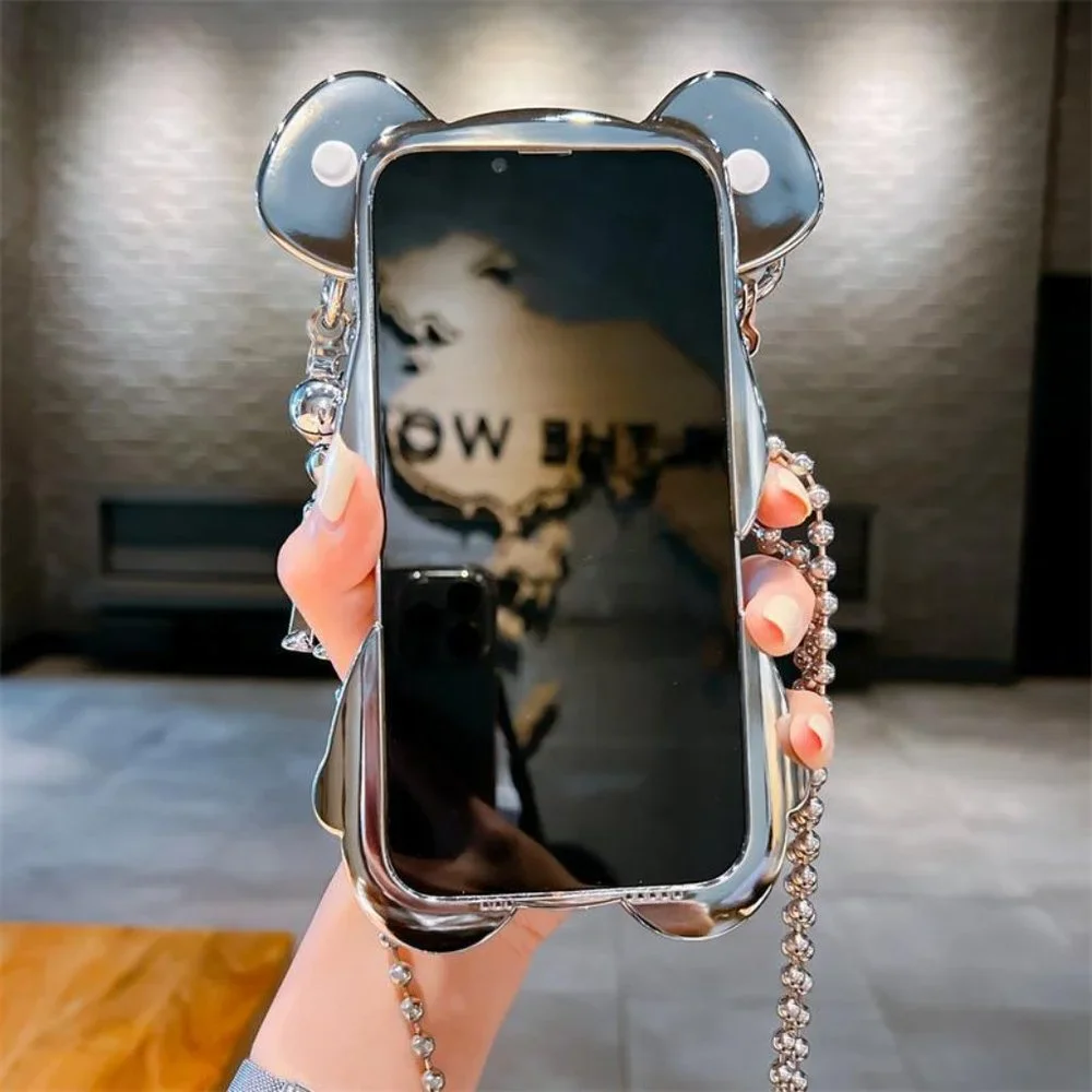 Cartoon 3D Cute Bear Crossbody Pendant Chain Phone Case (iPhone 13 Pro Max)